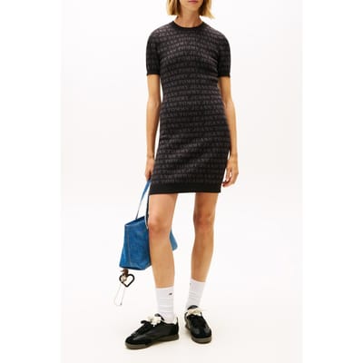 Tommy Hilfiger Spellout Sweater Dress Black Tommy Spell Out Aop Taglia: S | Abiti Mini Outlet | Donna | Nero