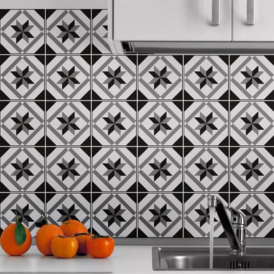 Zelfklevende tegelmuurstickers voor keuken en badkamer - 30 glanzende Azulejo tegelstickers - 30 stickers 15x15cm