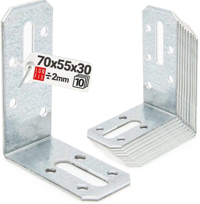 LUN FIX - Verstelbare hoekverbinders - 10 Stuks - Verstelhoek - 70x55x30x2 mm