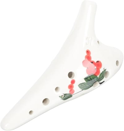 Keramische Ocarina - 12-Gaats Instrument - Muziek Leren - Handgemaakt Keramiek - 17x10x5cm - Veelkleurig