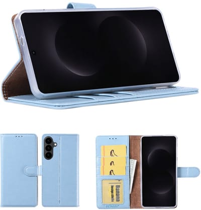 Hoesje Geschikt Voor Samsung Galaxy A57 Hoesje Blauw - met Pasjeshouder – bookcase Portemonnee - Walletcase - Portemonneehoes