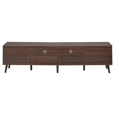 TV Meubel 180 cm - TV Kast 75 Inch - TV Dressoir - Lamellendeuren - Push To Open - Kabelmanagement - Hoge Poten - Woonkamer - 180x40x46 cm - Walnoot