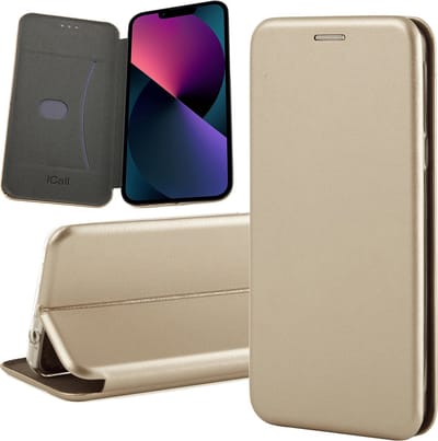 Hoesje geschikt voor iPhone 13 - Portemonnee Book Case - Goud