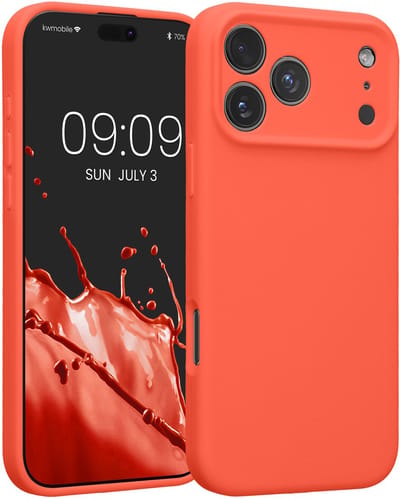 kwmobile telefoonhoesje geschikt voor Apple iPhone 17 Pro Max - TPU backcover met siliconen coating - Smartphone case in neon koraal