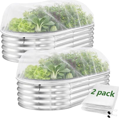 Insectengaas - Tuinnetten voor Verhoogde Bedden - 130x80x55 cm - Fijnmazig Vogelnet - Insectenwering - Met Trekkoord - Bescherming voor Groenten en Fruit - 2 stuks