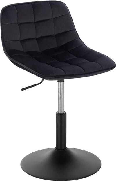 Barkrukken Set Zwart - Verstelbaar, Velvet en Barkrukken set van 1 - Voor Eetkamer, Keuken en Woonkamer