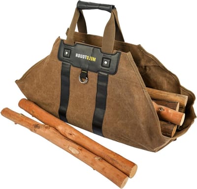 Brandhout Drager - Hout Tas - Haard Aanmaken - Zachte Siliconen Handvat - 35x17 inch - Kaki