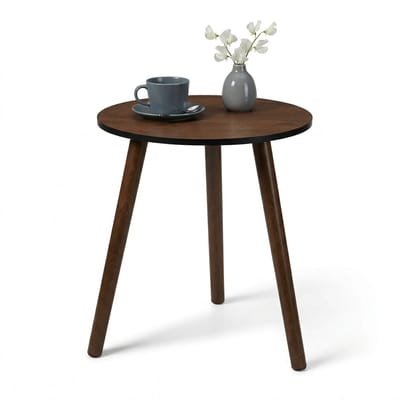 Cheqo® Bijzettafel Walnoot - Bijzettafeltje Rond - Plantentafel - Banktafel - Hoektafel - Nachtkastje - Telefoontafel - Tafeltje - Lampentafel - Decoratietafel - voor Woonkamer en Slaapkamer