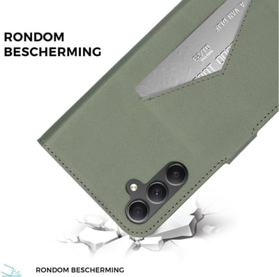 Mobiparts Classic Wallet hoesje geschikt voor Samsung Galaxy A34 (2023) 5G met 2 Screenprotectors van Gehard Glas - Groen