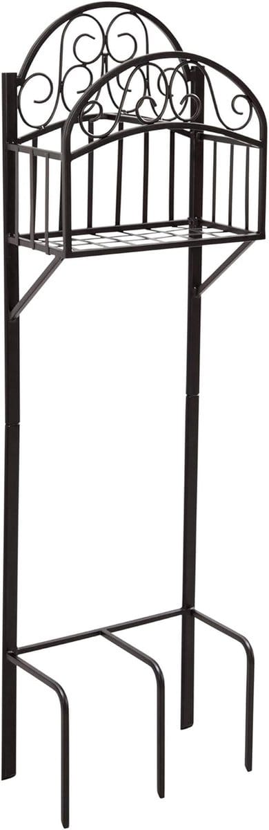 Slanghouder met Plank - Tuinslang Opberger - Tuinonderhoud Georganiseerd - 5-Punten Anker Stabiliteit - Houdt 30 Meter Slang - Zwart