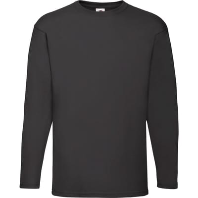 Fruit of the Loom Heren Valueweight T-shirt met lange mouwen (Zwart)