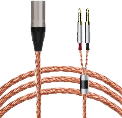 Upgrade Kabel voor Hoofdtelefoon 4pin XLR naar 3.5mm - 1.5m HiFi Audiokabel met OCC Koper en PTFE Isolatie voor HE4XX, HE-400i en HE560