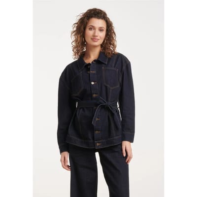 Smashed Lemon Donker indigo denim jack met ceintuur |