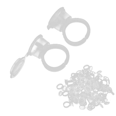 50 stuks Wegwerp Tattoo Pigment Ring Cup Wimperlijm Houder Cups Tattoo Accessoires white