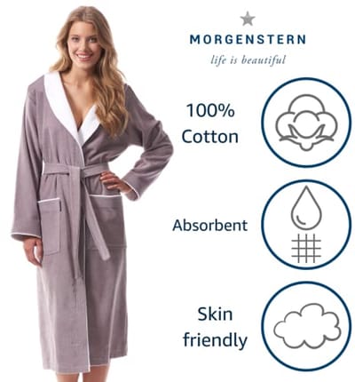Dames Badjas van 100% Katoen I Velours I Lange Badjas