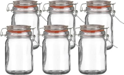 Urban Living Weckpot/inmaakpot - 6x - 250 ml - glas - met beugelsluiting - D7 x H12 cm