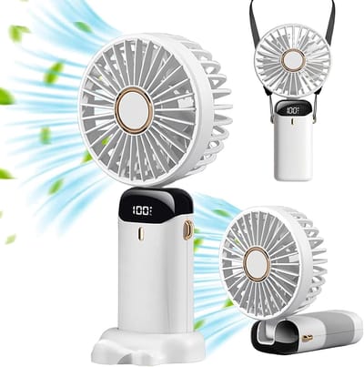 Draagbare USB-miniventilator, draagbare elektrische ventilator, oplaadbare batterij, opvouwbare ventilator, compatibel met laptops, multi-poorts aansluiting, voor thuis- en reisgebruik (wit)
