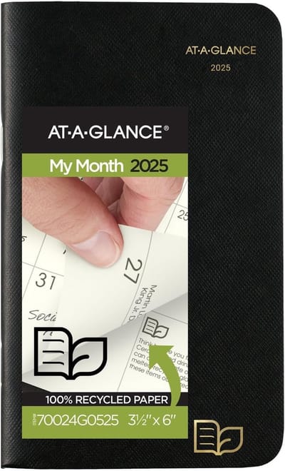 Maandelijkse Planner - Zakagenda Jaarplanner - Langetermijn Planning - Gerecycled Papier - 3.5 x 6 Inch - Zwart