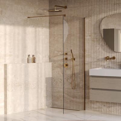 Brauer Oblivion - Inloopdouche - Helder Glas - 70 x 200 cm - incl. Glascoating - PVD Goud Geborsteld