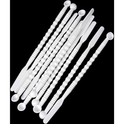 10 Pièces Spatule de Mélange Dentaire Double Extrémité Plastique Couteau pour Alginate Poudre de Ciment Plâtre Gypse Mélange