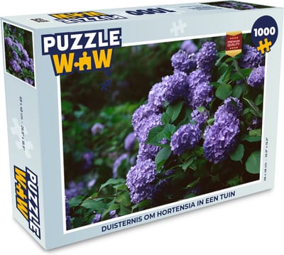 Puzzel Duisternis om hortensia in een tuin - Legpuzzel - Puzzel 1000 stukjes volwassenen