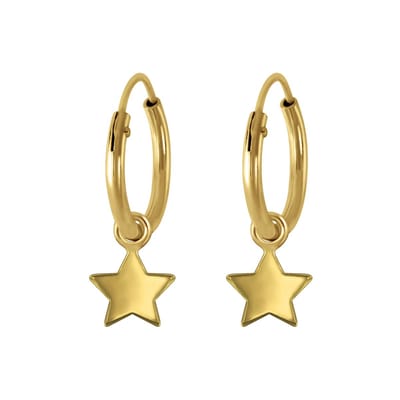 Joy|S - Zilveren ster bedel oorbellen - oorringen - gold plated