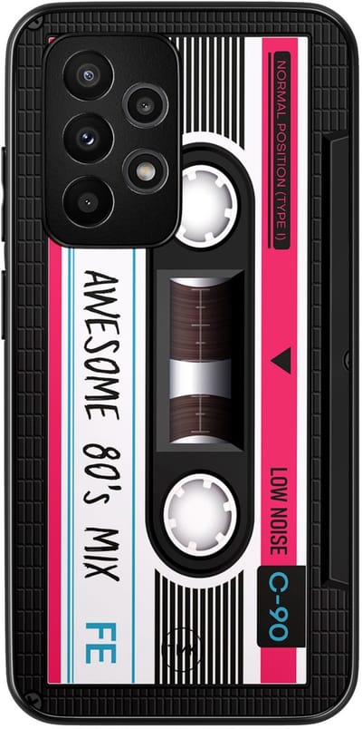 Hoesje geschikt voor Samsung Galaxy A52 5G - Cassette - Zwart - TPU case - Print - Hardcase zwart telefoonhoesje