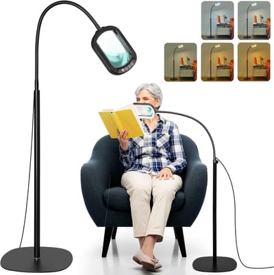 Vergrotende Lamp - Staande Lamp - Gedetailleerd Werk - Energiezuinige LED - 34x34cm Basis - Zwart