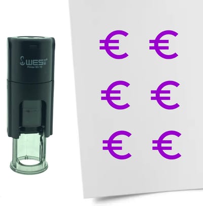 CombiCraft Stempel Euro teken 10mm rond - paarse inkt