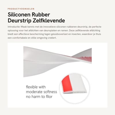 Dailygoods- Deurstrip 100 cm - Siliconenrubber - Zelfklevend - Geluidsreductie - Insectenwerend - Duurzaam en flexibel - Afdichtstrip