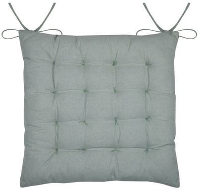 Stof Textile stoelkussen Coline - mintgroen - 38 x 38 x 4 cm - touwtjes sluiting - zitkussens - binnen/buiten