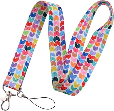 Travel Cords - Keycord Hearts White - stevig lanyard - sleutelhanger - sleutelkoord - met telefoonkoord - sleutels