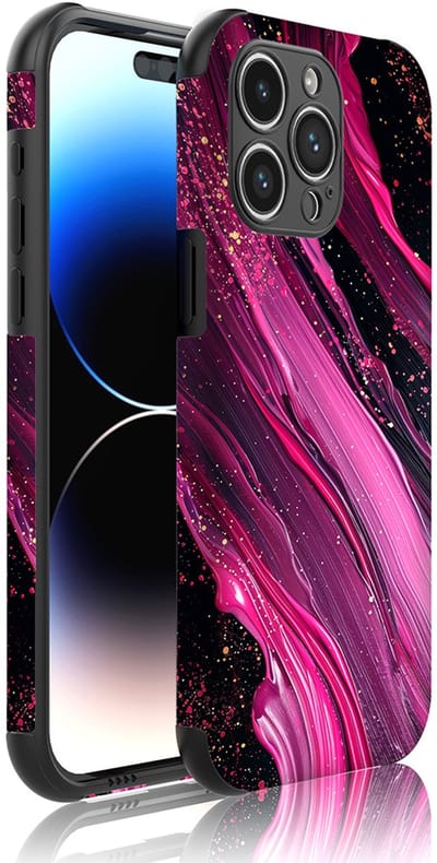 Smartphonica Telefoonhoesje Geschikt voor iPhone 14 Pro Max met Stootrand en Paars Roze Marmer opdruk - Backcover PhoneCase Purple Rose Marble print geschikt voor iPhone 14 Pro Max