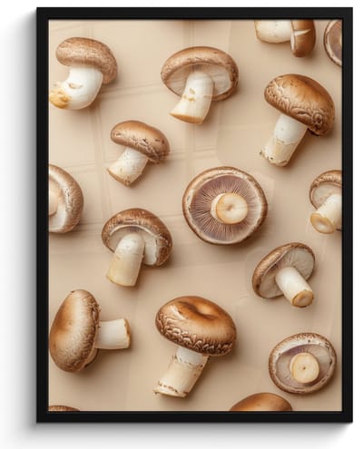 Fotolijst inclusief poster - Posterlijst 50x70 cm - Posters - Kastanje Champignons - Beige - Foto in lijst - Keuken decoratie muur - Wanddecoratie accessoires - Muurdecoratie - Schilderijen