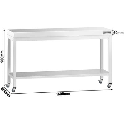 GGM Gastro Edelstahl Arbeitstisch PREMIUM - 1600x800mm - mit Grundboden & Rollen