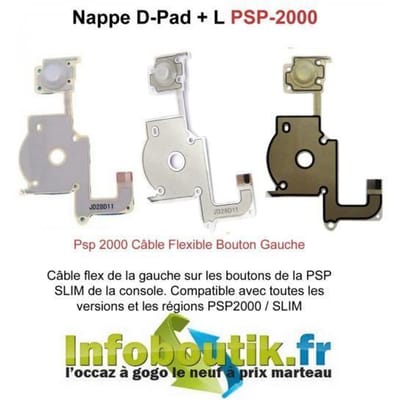 Nappe Bouton L Left Trigger Flex Ribbon de remplacement (PSP-2000) - Blanc - Compatible PSP Slim 2000