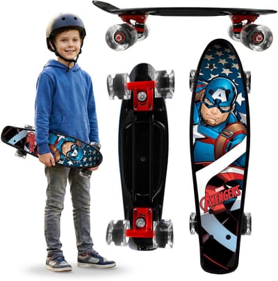 MARVEL Avengers CAPTAIN AMERICA Kinder fish skateboard 55 cm, antislip board, stabiel van 20-50 kg