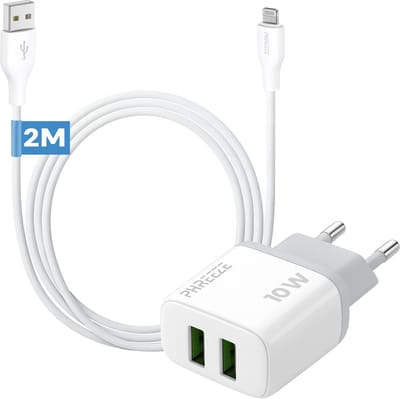 Oplader met kabel geschikt voor usb A naar Lightning - Usb adapter met kabel geschikt voor iPhone 6 7 8 x xr xs pro max - 2 meter
