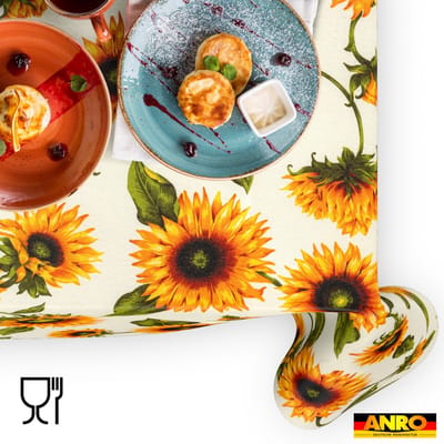 ANRO Tafelkleed Zonnebloemen Meerkleurig 160x100cm Rechte rand Afwasbaar Waterafstotend