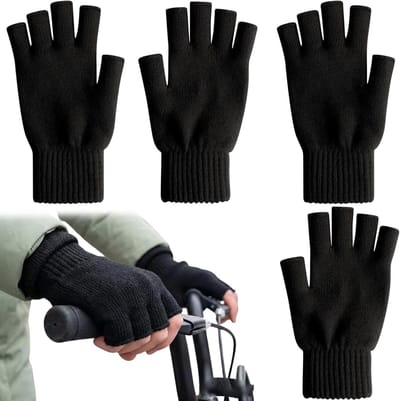 Halfvinger Gebreide Handschoenen - Vingerloze Thermische Zachte Handschoenen voor Schrijven, Studeren en Binnengebruik - Unisex, Zwart