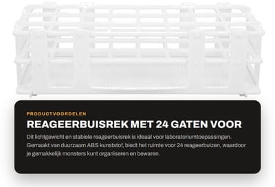 Dailygoods- Reageerbuisrek Lichtgewicht - 24 Gaten - Bemonstering Houder - Verwijderbaar Rek - Duurzaam ABS Kunststof - Stabiel en Eenvoudig te Gebruiken - Laboratoriumrek