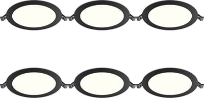 LED Downlight Inbouwspot Dimbaar 6 Stuks - Brinton Thin - 12W 1120lm 120° Bundelhoek - Natuurlijk Wit 4000K - IP40 - Rond - Zwart - Ø170mm Buitenmaat - Ø150mm Zaagmaat