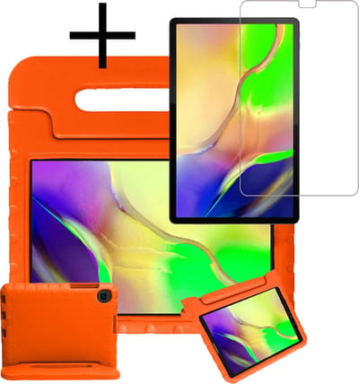 Hoes - Geschikt voor Samsung Galaxy Tab A 10.1 (2019) - Met Screenprotector - Kinderhoes Shockproof Bumper - Kidsproof Case - Tablet Hoesje - Kinder Cover - Oranje