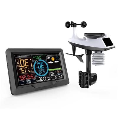 Weerstation Draadloos - Weercomputer Buiten - Weer Voorspellen - Meerdere Sensoren - 100 Meter Bereik - Zwart
