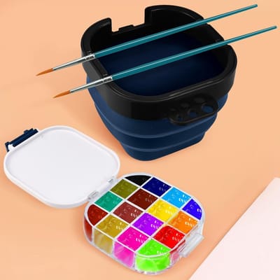 Dailygoods- Verfpalet 3-in-1 - Verfdoos - Borstelreiniger - Draagbaar - Lichtgewicht - 16-gaats verzegelde verfspaarder