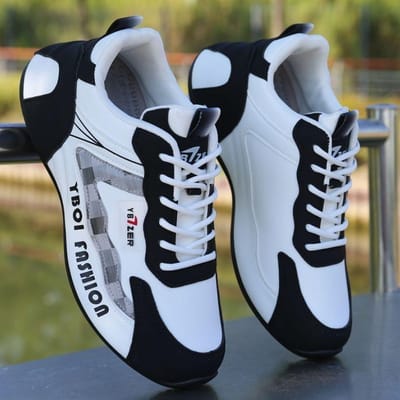 Sneakers voor heren Ademend Antislip Sportschoenen Student Mannelijk Casual Platform Schoenen Comfortabele Outdoor Wandel- Hardloopschoenen 40 black