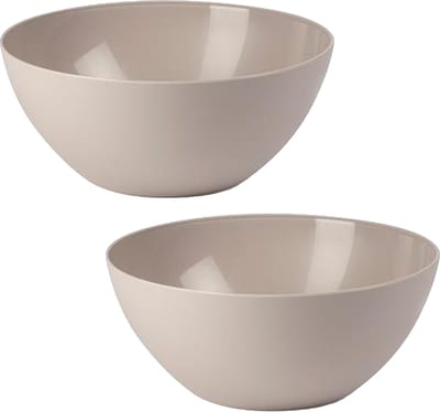 Plasticforte Serveerschaal/saladeschaal - 2x - D25 x H12 cm - kunststof - beige - 3600 ml
