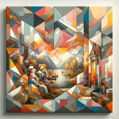 Abstract vermeer schilderij | Mystiek spel van licht en schaduw in tijdloos tableau | Kunst - 30x30 centimeter op Dibond | Foto op Dibond