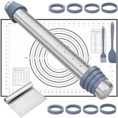 PromoHome Verstelbare Deegroller Set met Meetmat en Accessoires - Professionele Bakgerei