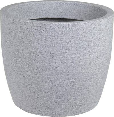 Mega Collections Plantenpot/bloempot Natuursteen look - kunststof - lichtgrijs - buiten - D42 x H33 cm